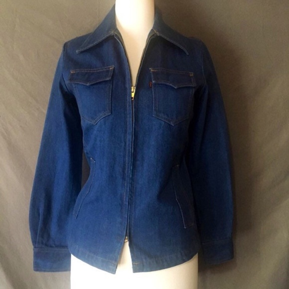 1970s Levis Fitted Denim Zip Up Jacket - Picture 1 of 4